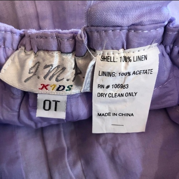 Girls Guayabera Style Lavender Jumpsuit 100% Linen Size 0T = 6-12 Months - Picture 2 of 7